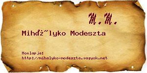 Mihályko Modeszta névjegykártya